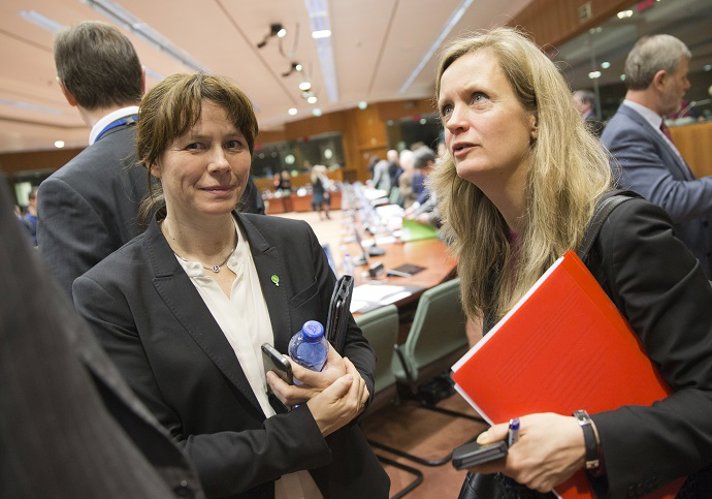 Klimat- och miljöminister Åsa Romson på rådsmöte i Bryssel