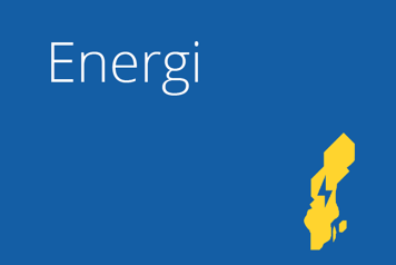 Bilden är en illustration med blå bakgrund och texten energi.