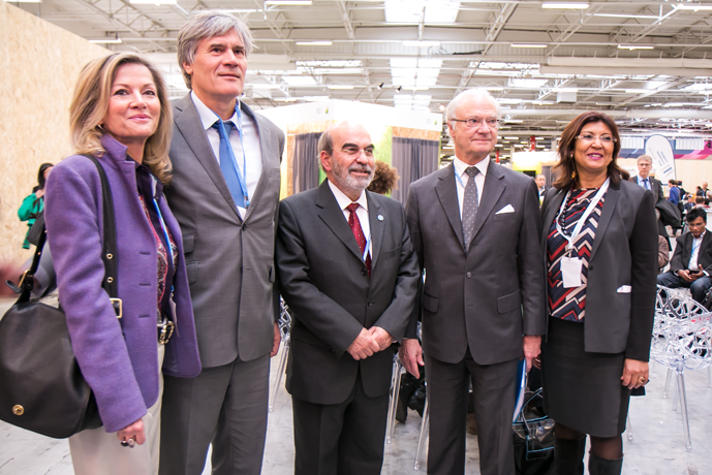Bild på Veronika Wand-Danielsson, Stéphane Le Foll, José Graziano da Silva, Kung Carl XVI Gustaf, Maria Helena Semedo under COP 21