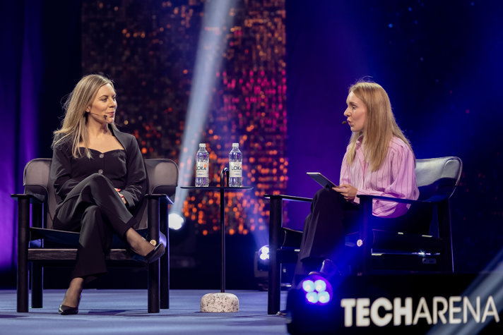 EU-minister Jessica Rosencrantz i scensamtal på Techarena 2026.