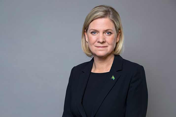 Magdalena Andersson i halvfigur.