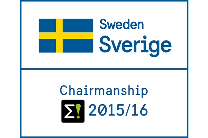 Bild på logotypen för Sveriges ordförandeskap där Sveriges flagga och Eurekas logotyp finns med.