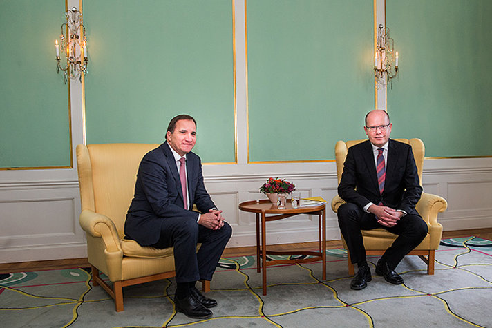 Statsminister Stefan Löfven och Tjeckiens premiärminister Bohuslav Sobotka. 