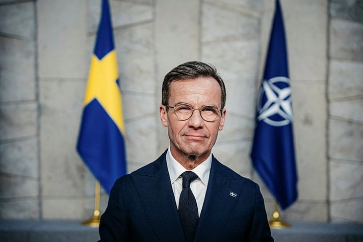Statsminister Ulf Kristersson i Natos högkvarter i Bryssel.