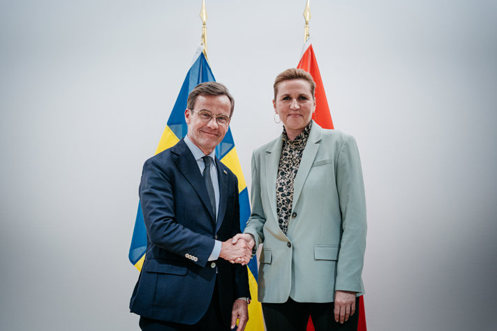 Statsminister Ulf Kristersson och Danmarks statsminister Mette Frederiksen.