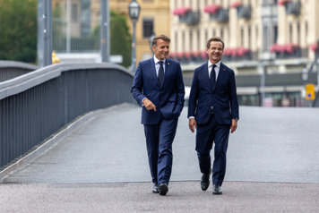 Statsministern Ulf Kristersson tar emot Frankrikes president Emmanuel Macron.