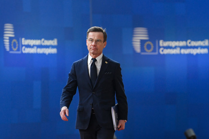 Sveriges statsminister Ulf Kristersson vid Europeiska rådets möte 23-24 mars 2023.