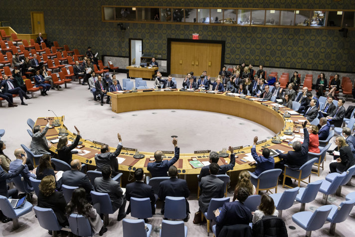 Omröstning med handuppräckning i säkerhetsrådet.