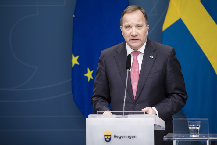 Statsminister Stefan Löfven på en tidigare presspträff