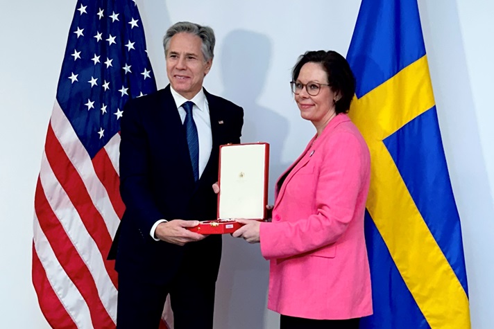 USA:s utrikesminister Antony Blinken och Sveriges utrikesminister Maria Malmer Stenergard.