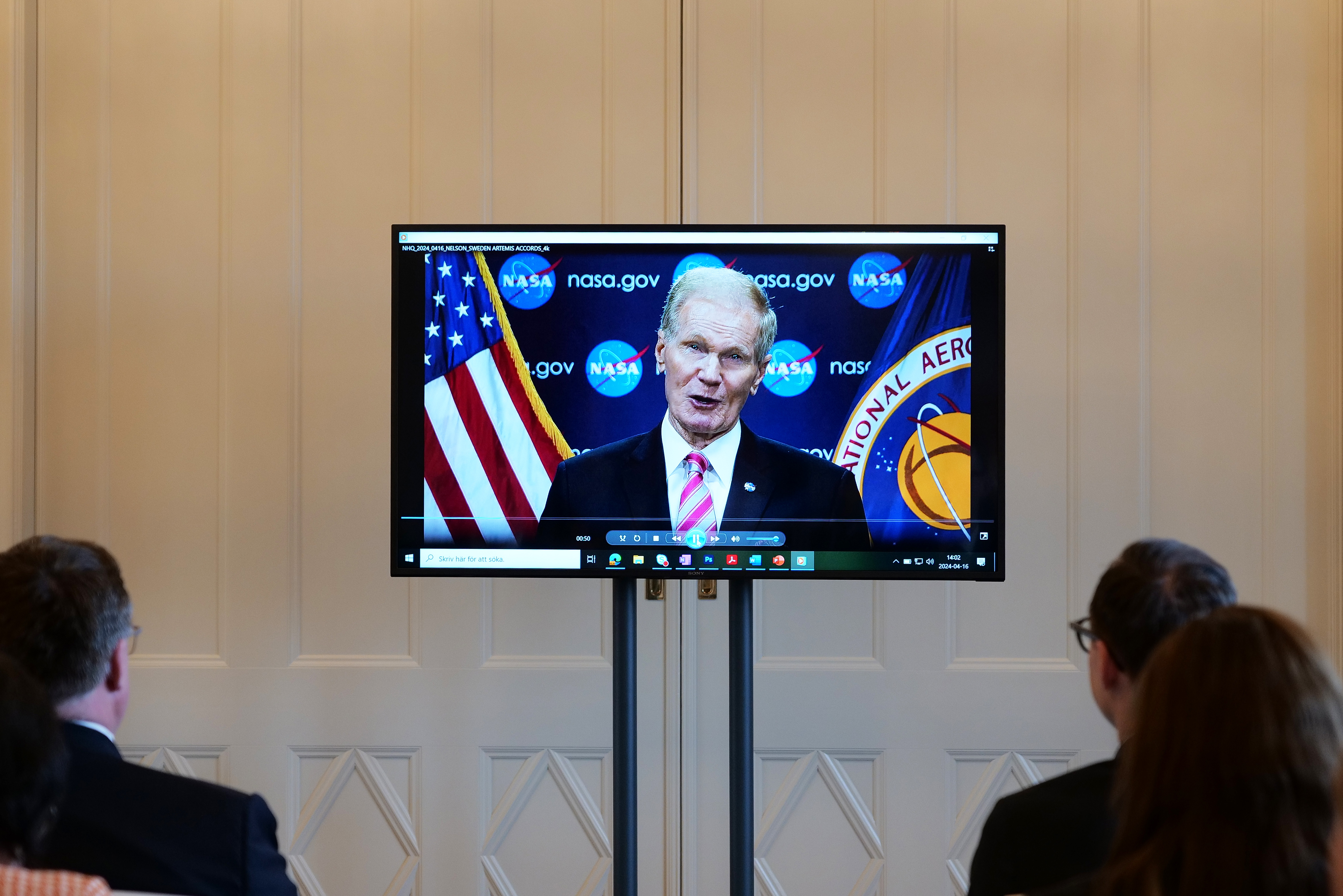  En videohälsning från NASA:s chefsadministratör Bill Nelson spelades upp vid ceremonin.