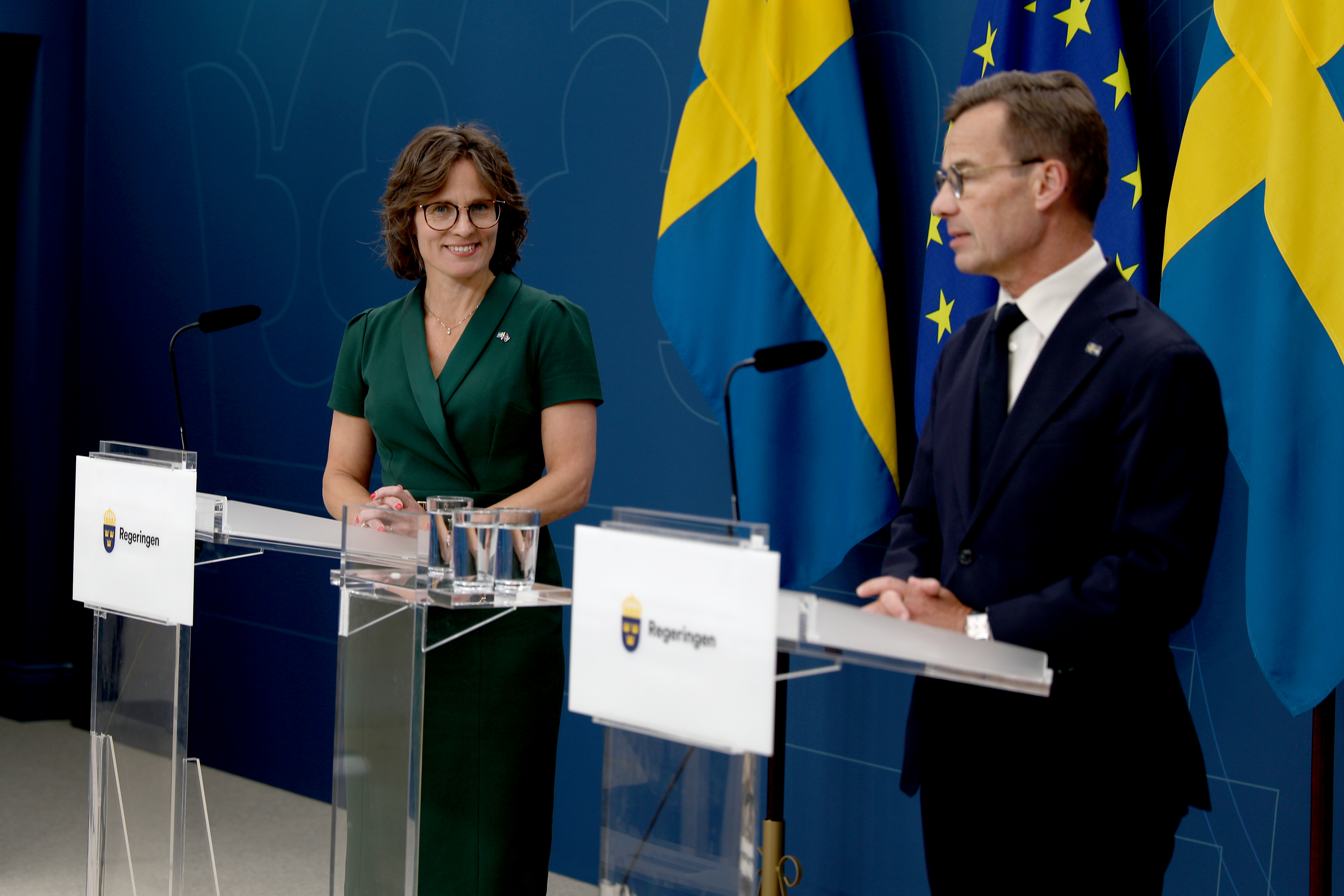 Statsminister Ulf Kristersson och EU-minister Jessika Roswall