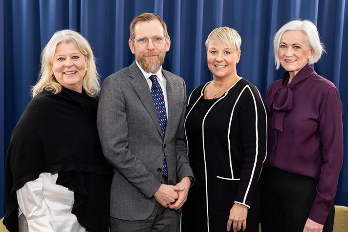 Foto på Socialdepartementets fyra statsråd.