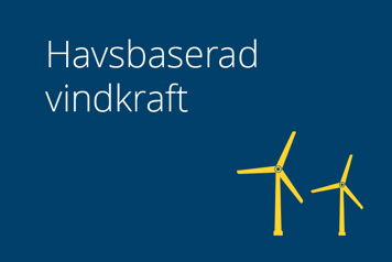 Illustrationen föreställer vindkraftverk mot blå bakgrund.