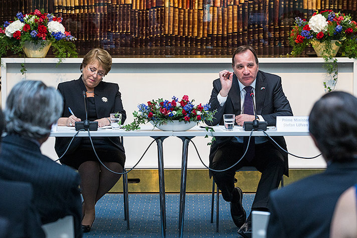 Stefan Löfven och Michelle Bachelet