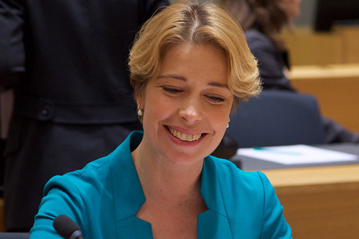 Socialförsäkringsminister Annika Strandhäll på rådsmöte i Bryssel 3 mars 2017