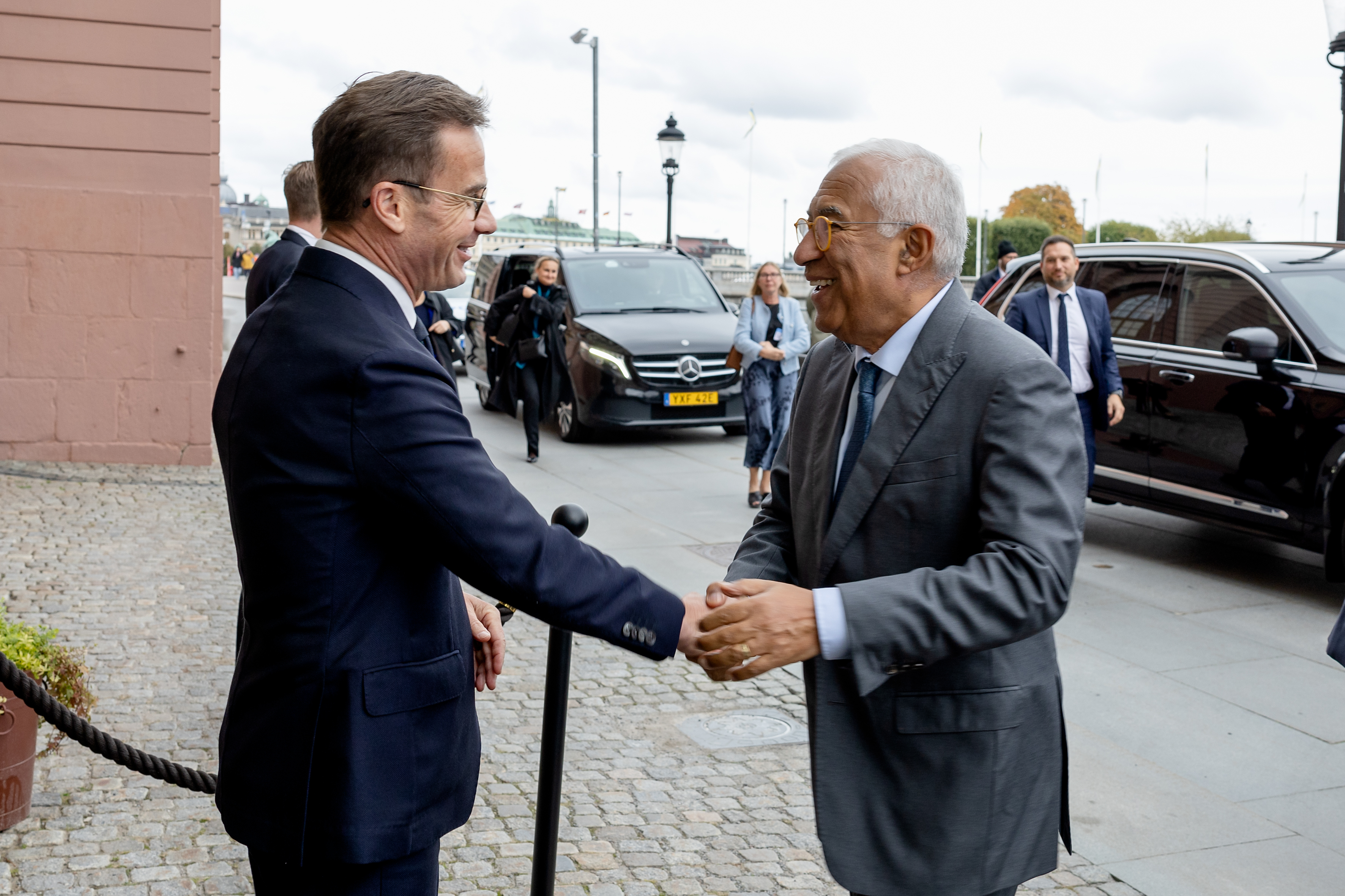 Statsministern och António Costa hade en arbetslunch i Sagerska och pratade bland annat om Sveriges prioriteringar i EU. 