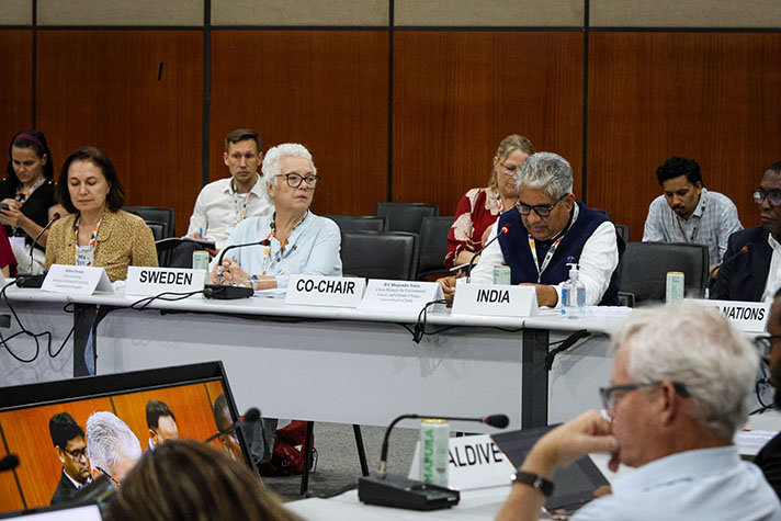 Deltagare runt en konferensbord i U-form.