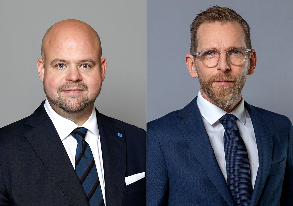 Foto på landsbygdsminister Peter Kullgren och socialminister Jakob Forssmed