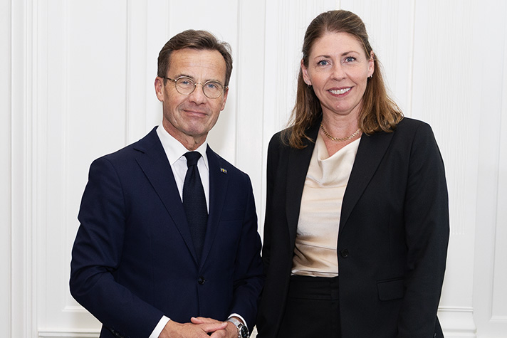 Statsminister Ulf Kristersson och sjukvårdsminister Elisabet Lann. 