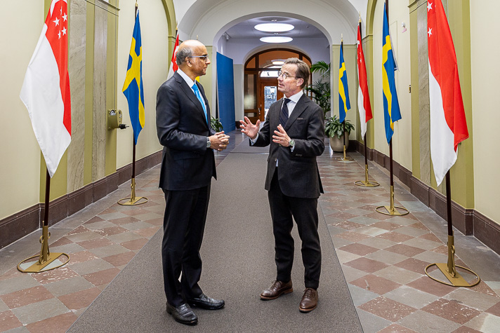 Statsminister Ulf Kristersson och Singapores president Tharman Shanmugaratnam