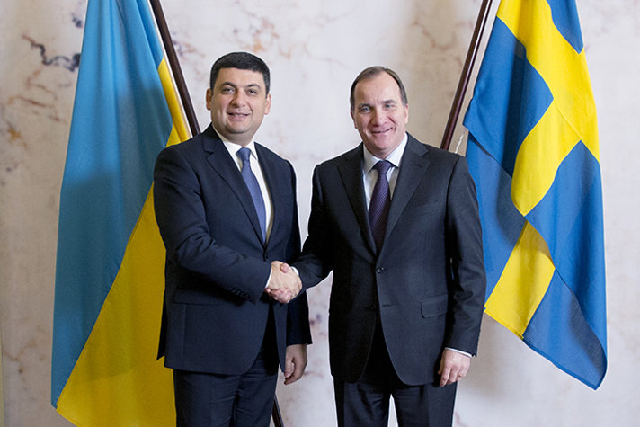 Foto på Volodymyr Grojsman och Stefan Löfven
