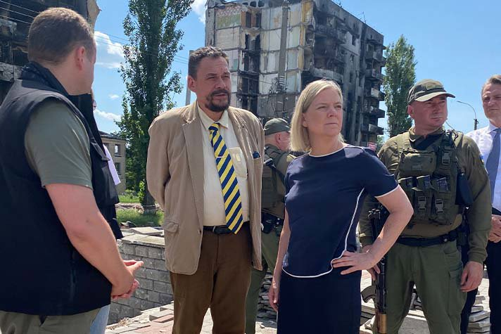 Statsminister Magdalena Andersson under besöket till Ukraina. 