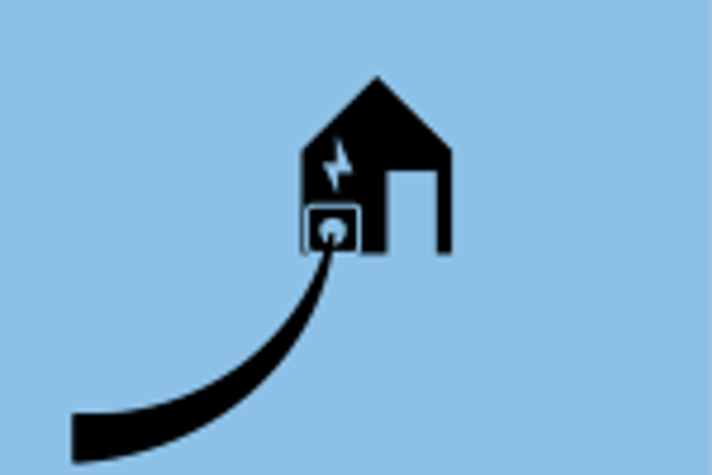 Illustrationen föreställer ett hus mot blå bakgrund.