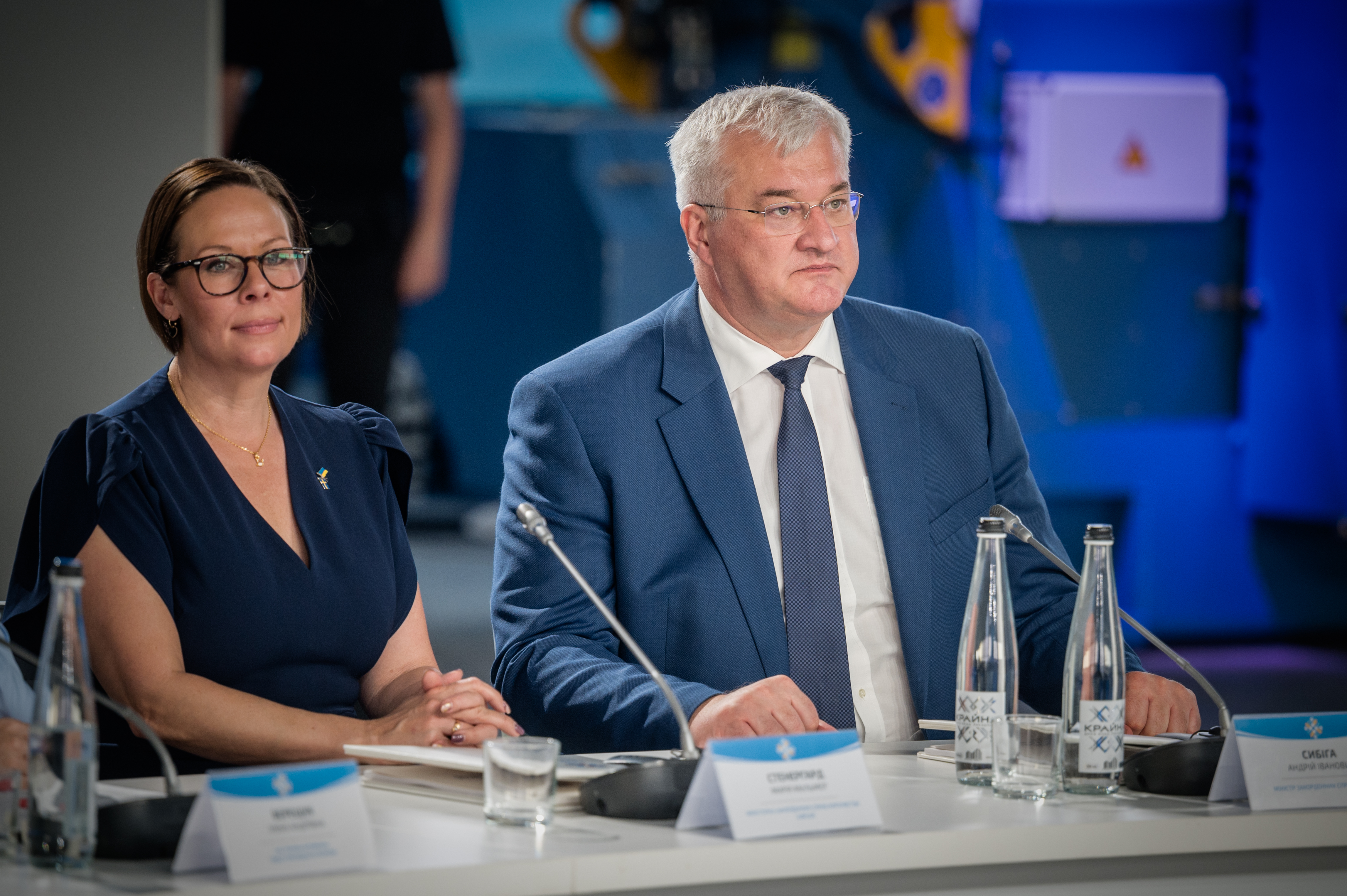 Maria Malmer Stenergard och Andrii Sybiha.