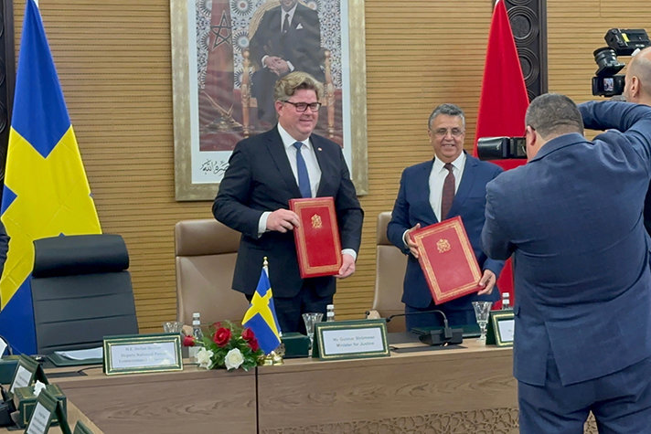 Justitieminister Gunnar Strömmer och Marockos justitieminister Abdellatif Ouahbi