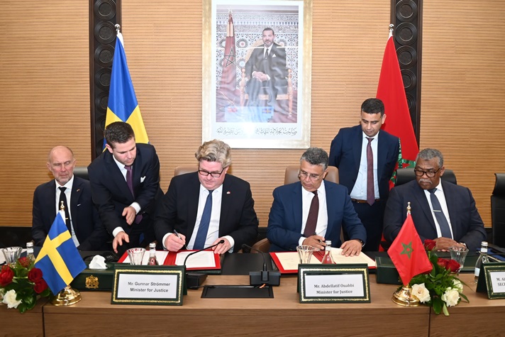 Justitieminister Gunnar Strömmer och Marockos justitieminister Abdellatif Ouahbi.