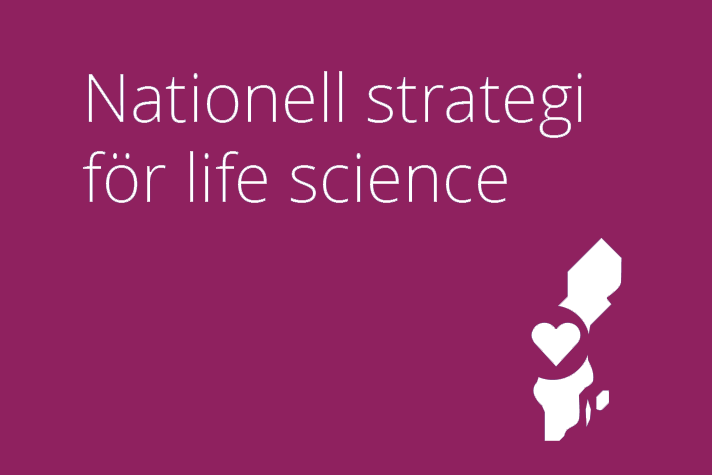 Illustrationen föreställer Sverige ovanpå en blå bakgrund.