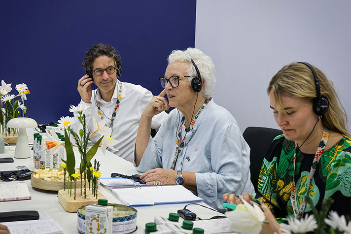 Statssekreterare Helena Dyrssen vid ett möte på FN:s klimatkonferens COP30.