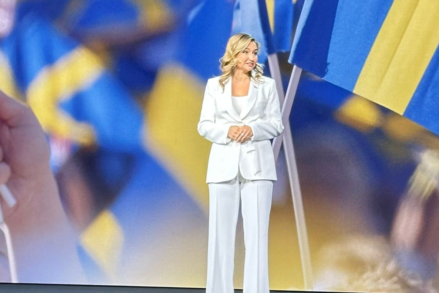 Energi- och näringsminister samt vice statsminister Ebba Busch håller tal vid techmässan CES.