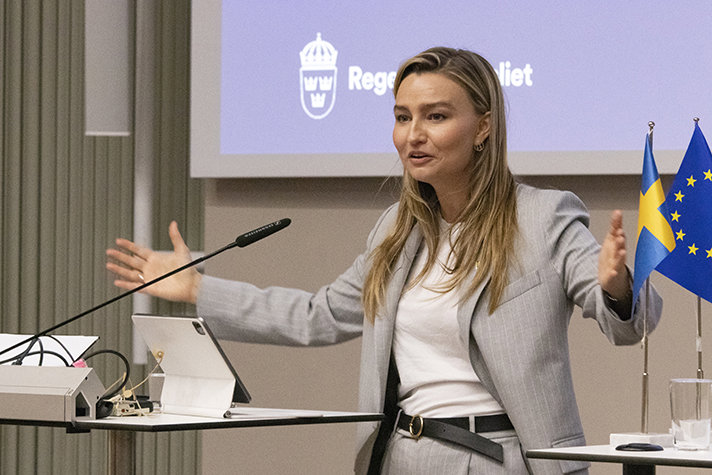Ebba Busch, energi- och näringsminister under EU-sakrådet.