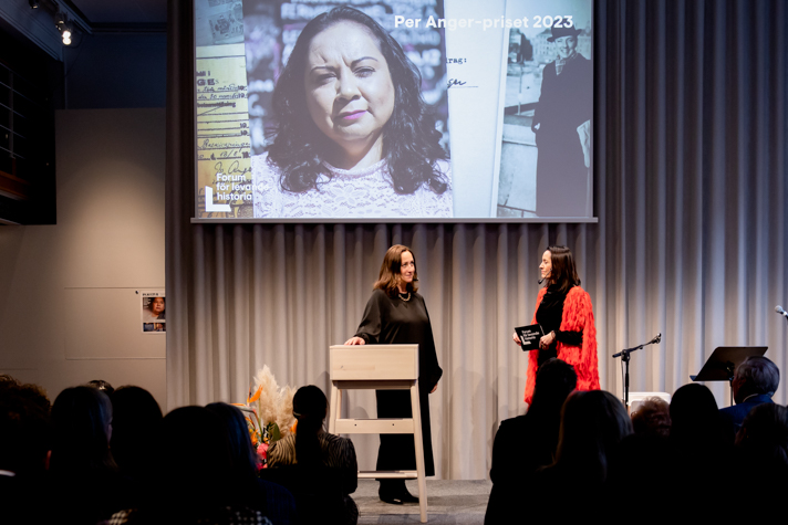 Petra Mårselius, överintendent på Forum för levande historia och Soledad Piñero Misa, Konferencier.