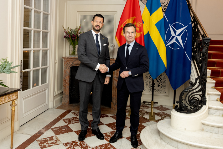 Statsminister Ulf Kristersson och Montenegros president Jakov Milatović. 