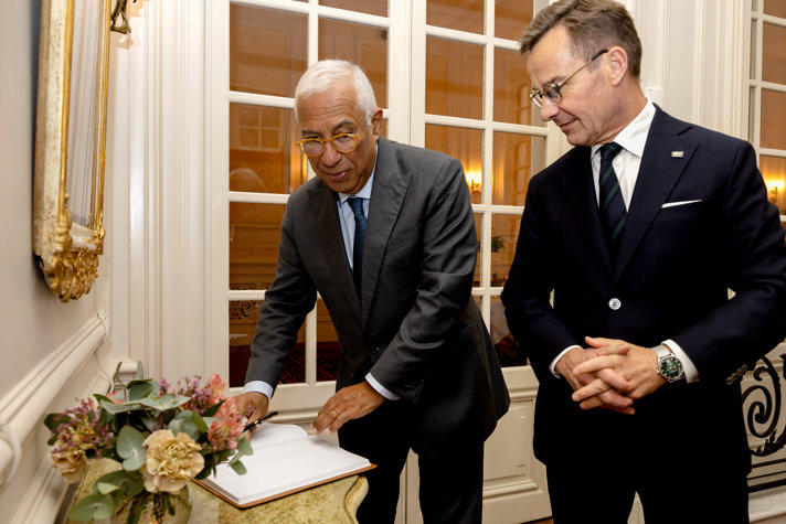 Statsminister Ulf Kristersson tog emot Europeiska rådets tillträdande ordförande António Costa i Sagerska den 8 oktober.