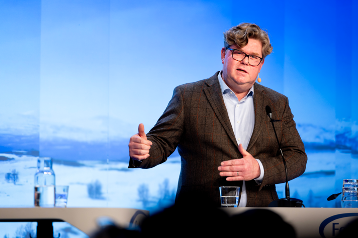 Justitieminister Gunnar Strömmer talade om det ökade säkerhetshotet mot Sverige.