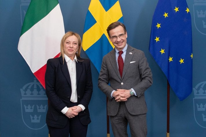 Italiens premiärminister Giorgia Meloni och Statsminister Ulf Kristersson