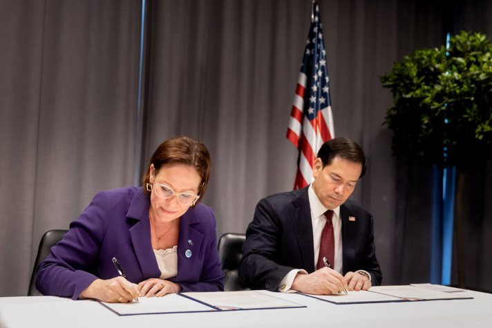Utrikesminister Maria Malmer Stenergard och USA:s utrikesminister Marco Rubio undertecknade ett samförståndsavtal om bilateralt tekniksamarbete i Helsingborg den 22 maj.