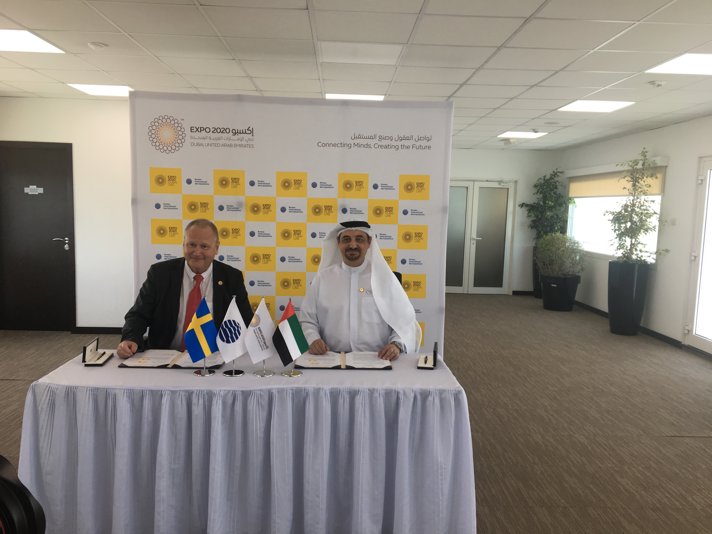 Generalkommissarie Anders Lönnberg och Najeeb Muhammed Al-Ali, VD för Dubai Expo 2020